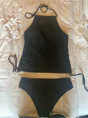 Women’s Black Halter Tankini Swim Set